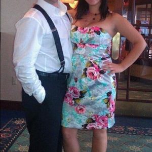 Floral Strapless Dress with Pockets